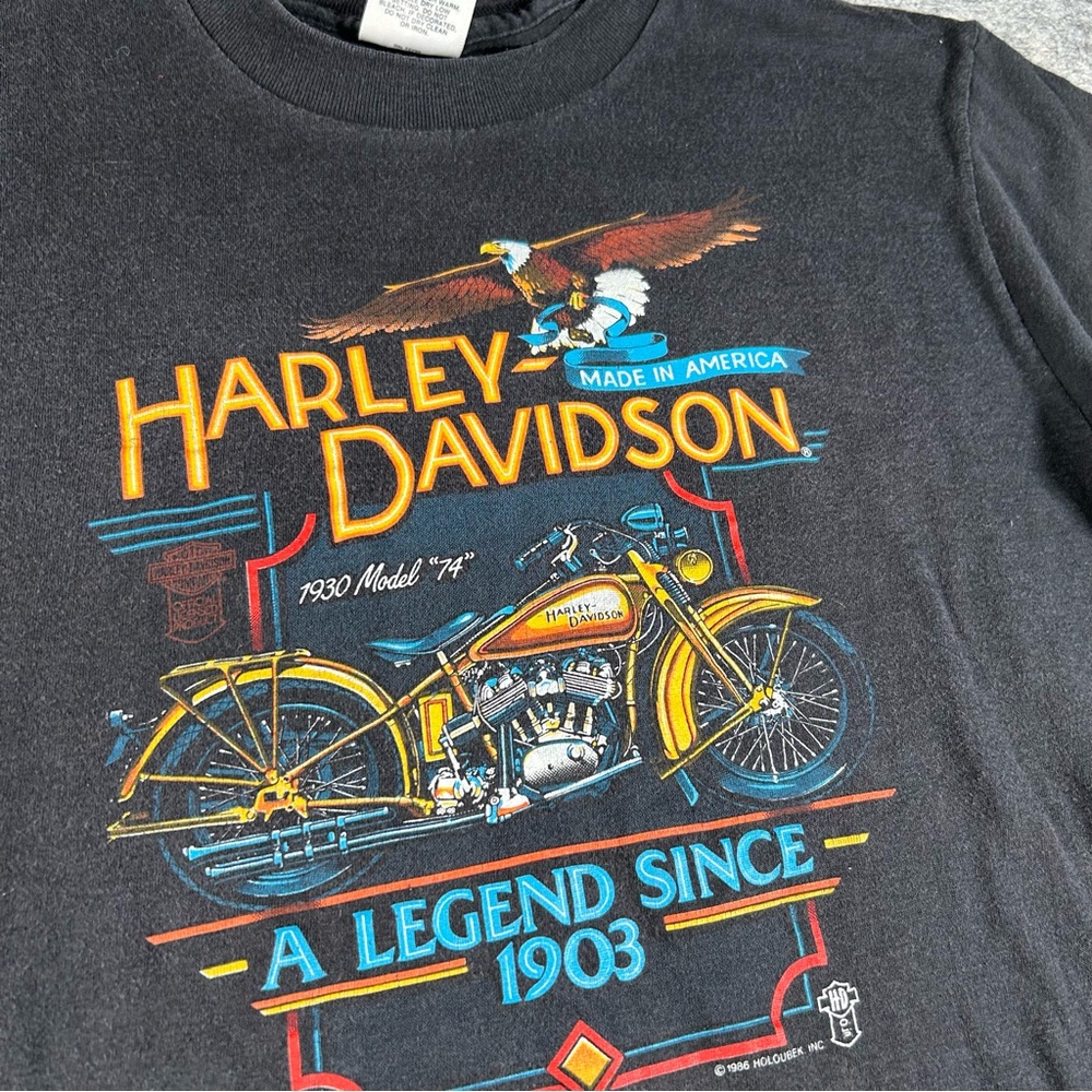 Harley Davidson Shirt Mens Large‎ Black 80s Hit Me 1985 A Legend Since 1903 VTG - Picture 3 of 10